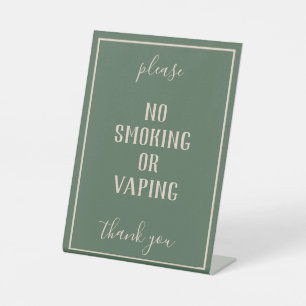Rustic Bohemian Green No Smoking Tabletop Sign