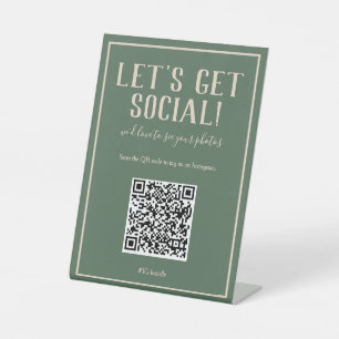 Rustic Bohemian Green QR Code Social Media Sign