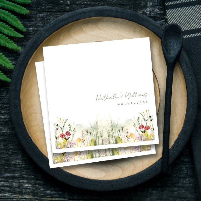 Rustic Bohemian Greenery Personalised Wedding Napkin (Bohemian_ Nature-Inspired Beauty Wedding Napkins )