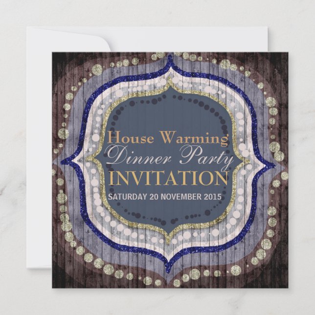 Rustic Bohemian New Home Dinner Party Invitation (Front)