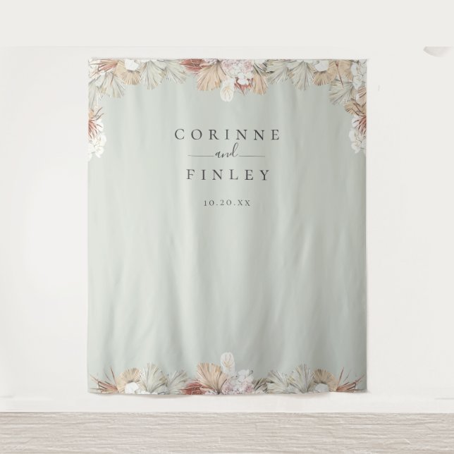 Rustic Bohemian Oasis Frame Photo Backdrop Tapestry (Front)