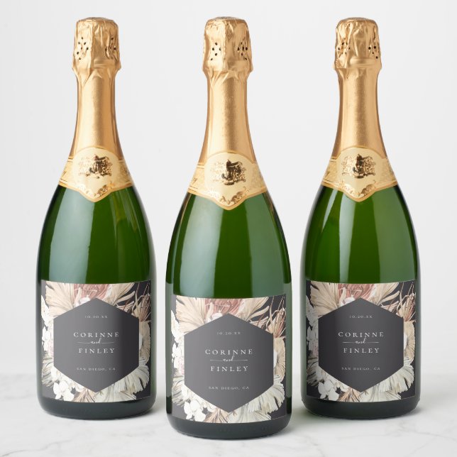 Rustic Bohemian Oasis Frame Sparkling Wine Label (Bottles)