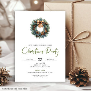 Rustic Bohemian Pine Wreath Neutral Holiday Invite