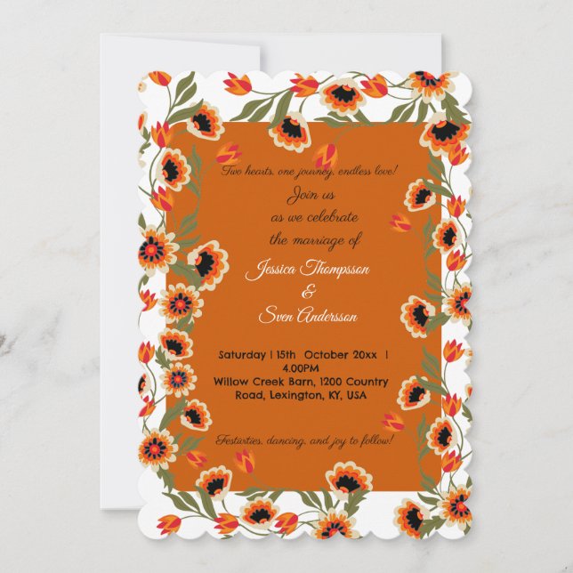 Rustic Bohemian Scandinavian Folk-Inspired Wedding Invitation (Front)