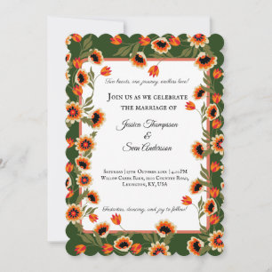 Rustic Bohemian Scandinavian Folk-Inspired Wedding Invitation