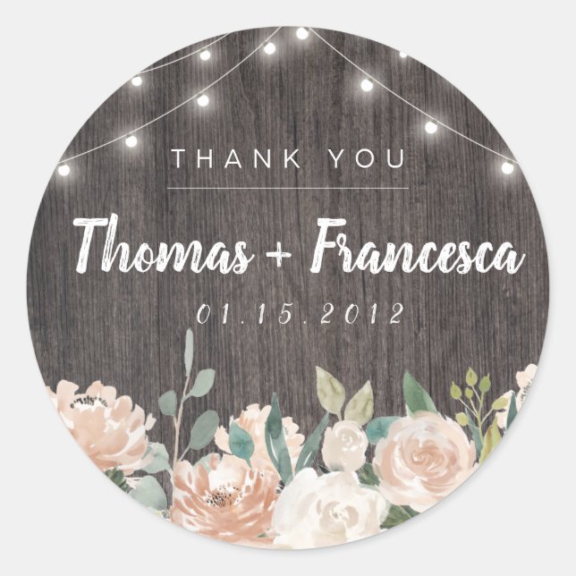 Rustic Bohemian String Lights Floral Stickers (Front)