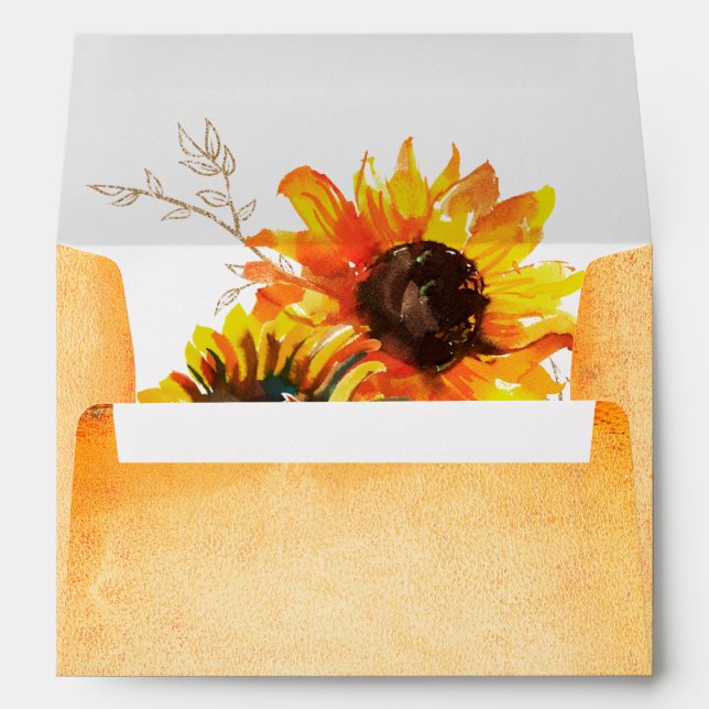 Rustic Bohemian Sunflower Envelope (Back (Bottom))