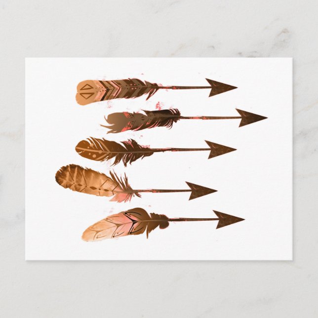 Rustic Bohemian Tribal Feather Arrows Postcard (Front)
