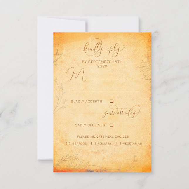 Rustic Bohemian Tuscany Autumn QR Wedding RSVP Card (Front)