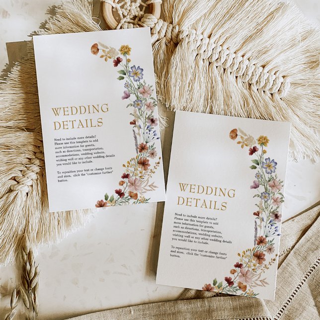 Rustic Bohemian Wildflower Garden Wedding Details Enclosure Card (Creator Uploaded)