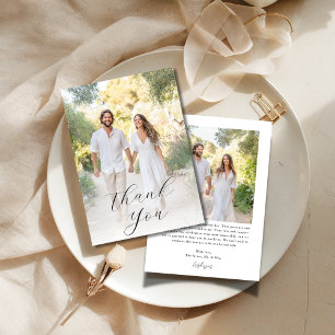 Rustic Boho 2 Photo Couples Bridal Shower Photo Thank You Card