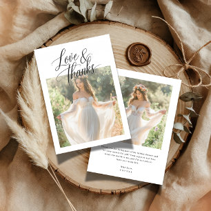 Rustic Boho 2 Photo Love & Thanks Bridal Shower Thank You Card
