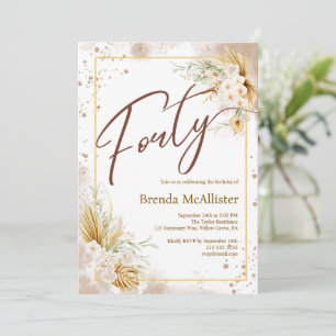 Rustic Boho 40th Birthday Invitation