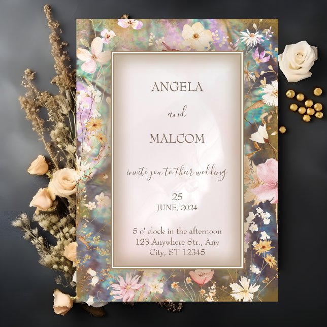Rustic Boho Abalone Floral Wedding Invitation (Creator Uploaded)