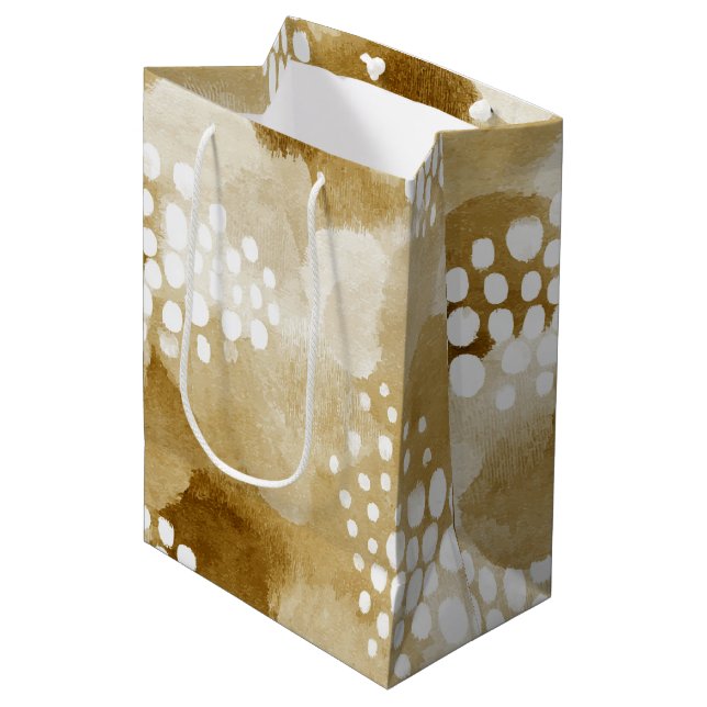 Rustic Boho Abstract Textured Pattern -Earthy Tone Medium Gift Bag (Front Angled)