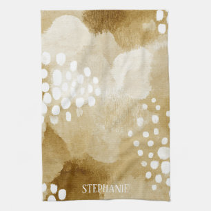 Rustic Boho Abstract Textured Pattern -Earthy Tone Tea Towel
