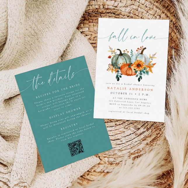 Rustic Boho All-in-One QR Code Fall Bridal Shower Invitation (Creator Uploaded)