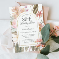 Rustic Boho Arch Frame Floral 80th Birthday Party
