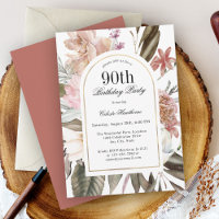 Rustic Boho Arch Frame Floral 90th Birthday Party