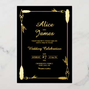 Rustic Boho Arrow Elegant Black Gold Foil Wedding