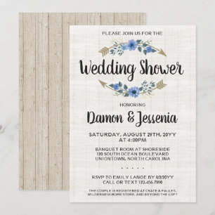 Rustic Boho Arrow Floral Wedding Shower Invitation