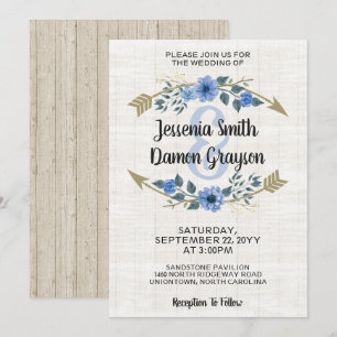 Rustic Boho Arrows & Floral Wedding Invitation