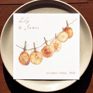 Rustic Boho Autumn Dried Orange Garland Wedding Napkin