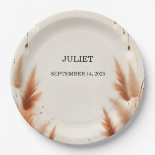 Rustic Boho Autumn Ombre Brown Bridal Shower Paper Plate