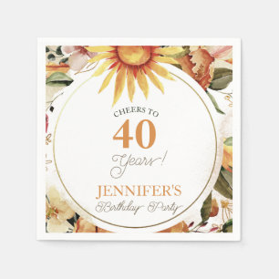 Rustic Boho Autumn Sunflower 40th Birthday Party  Napkin