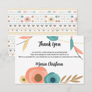 Rustic Boho Baby Shower Thank You Note Card