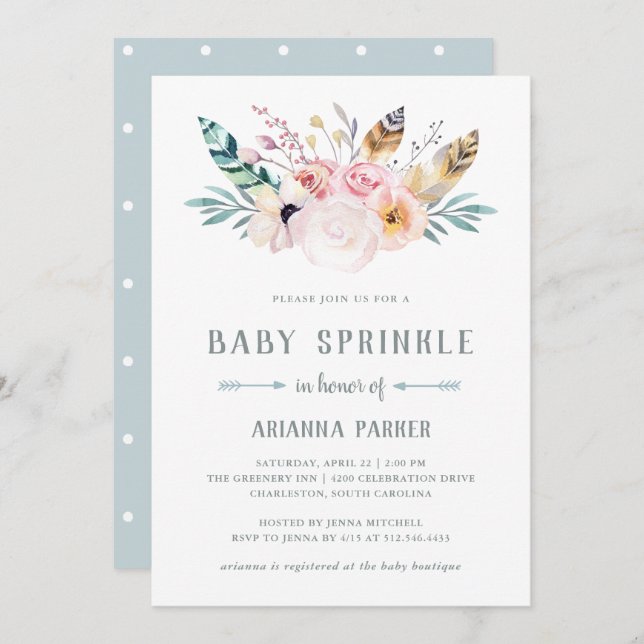 Rustic Boho Baby Sprinkle Invitation (Front/Back)