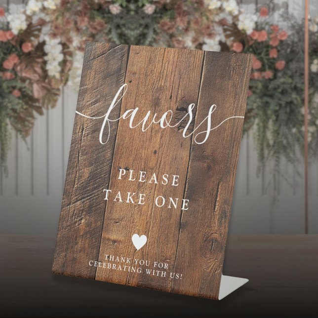Rustic Boho Barn Wood Favours Pedestal Sign (Rustic Boho Barn Wood Favors Pedestal Sign)