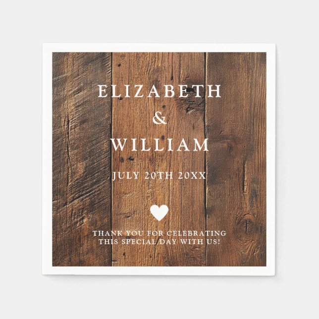 Rustic Boho Barn Wood Western Country Wedding Napkin (Front)