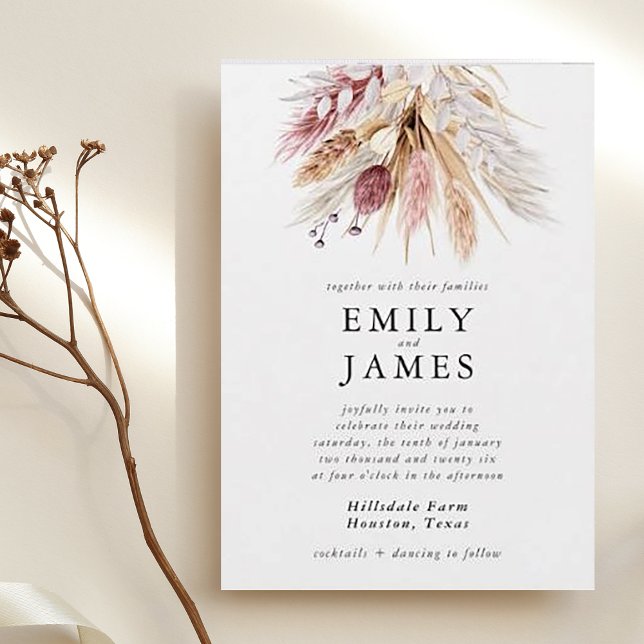 Rustic Boho Beige Neutral Floral Wedding Invitation (Creator Uploaded)