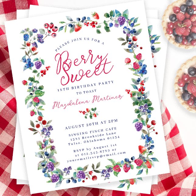 Rustic Boho Berry 18th Birthday Budget Invitation (Creator Uploaded)
