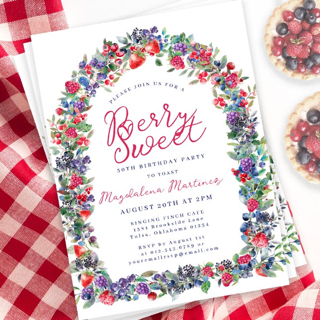 Rustic Boho Berry Arch Summer 30th Birthday Invitation (Creator Uploaded)