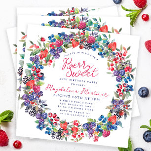 Rustic Boho Berry Sweet Summer 30th Birthday Invitation