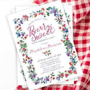Rustic Boho Berry Sweet Summer 60th Birthday Invitation