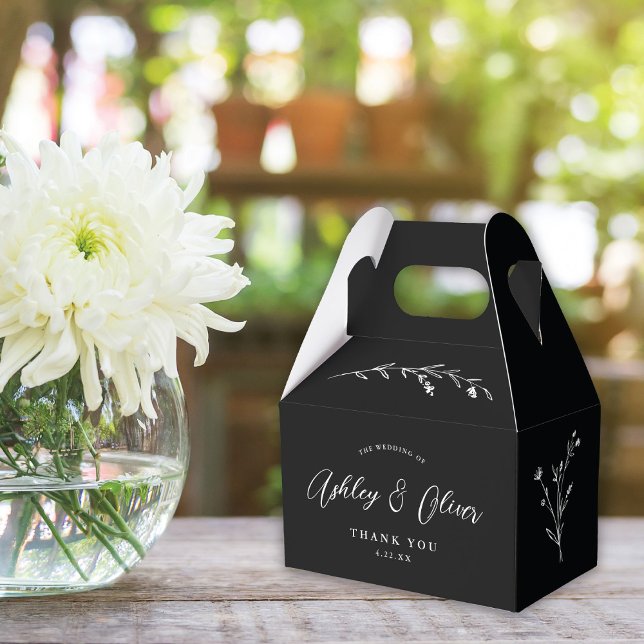 Rustic Boho Black & White Wildflower Wedding Favour Box (Creator Uploaded)