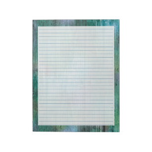 Rustic Boho Blue Green - Blue Wide Lined 8.5"x11"  Notepad