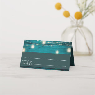 Rustic Boho Blue Wood Wedding  Place Card
