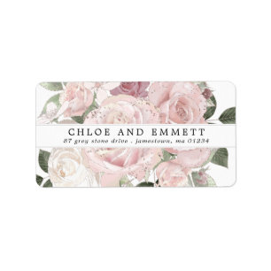 Rustic Boho Blush Pink Rose Floral Address Label