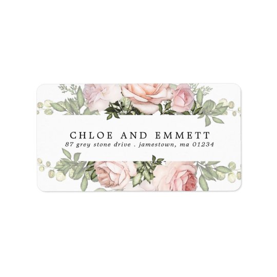 Rustic Boho Blush Pink Rose Floral Address Label