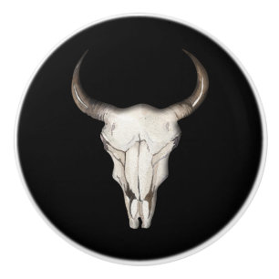 Rustic Boho Bohemian Cow Bull Western Country Ceramic Knob