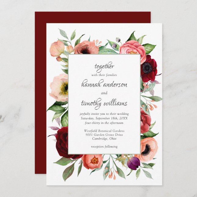 Rustic Boho Botanical Charm Wedding Invitation (Front/Back)