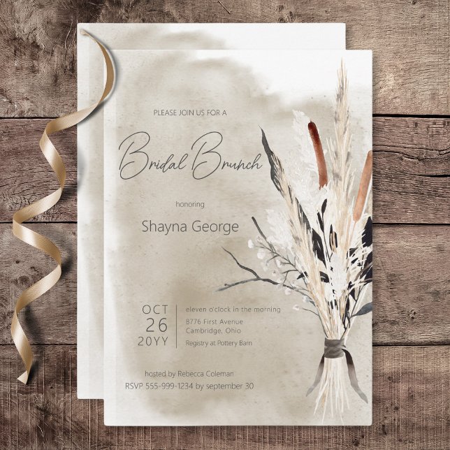 Rustic Boho Bouquet Modern Bridal Brunch Invitation (Rustic Boho Bouquet Modern Bridal Brunch Invitation)