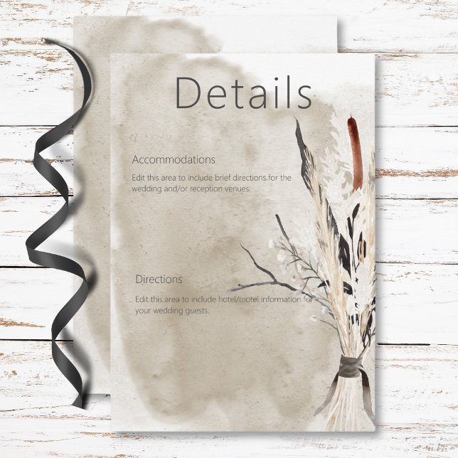 Rustic Boho Bouquet Modern Wedding Details Enclosure Card (Rustic Boho Bouquet Modern Wedding Details Enclosure Card)