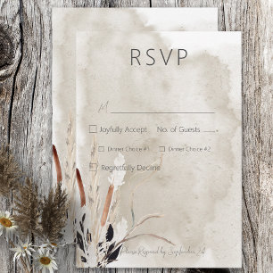Rustic Boho Bouquet Modern Wedding RSVP Card