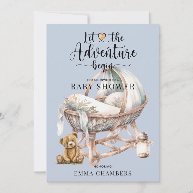 Rustic Boho Boy Baby Shower Nursery Crib  Invitation (Front)