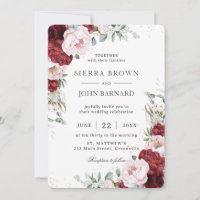 Rustic Boho Burgundy Blush Peonies Floral 